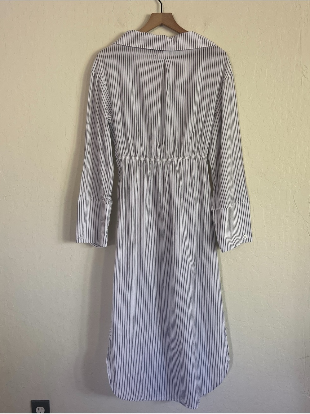 Modern Citizen 100% Cotton Long Sleeve Midi Shirt Dress Small White Black Stripe - Picture 6 of 6